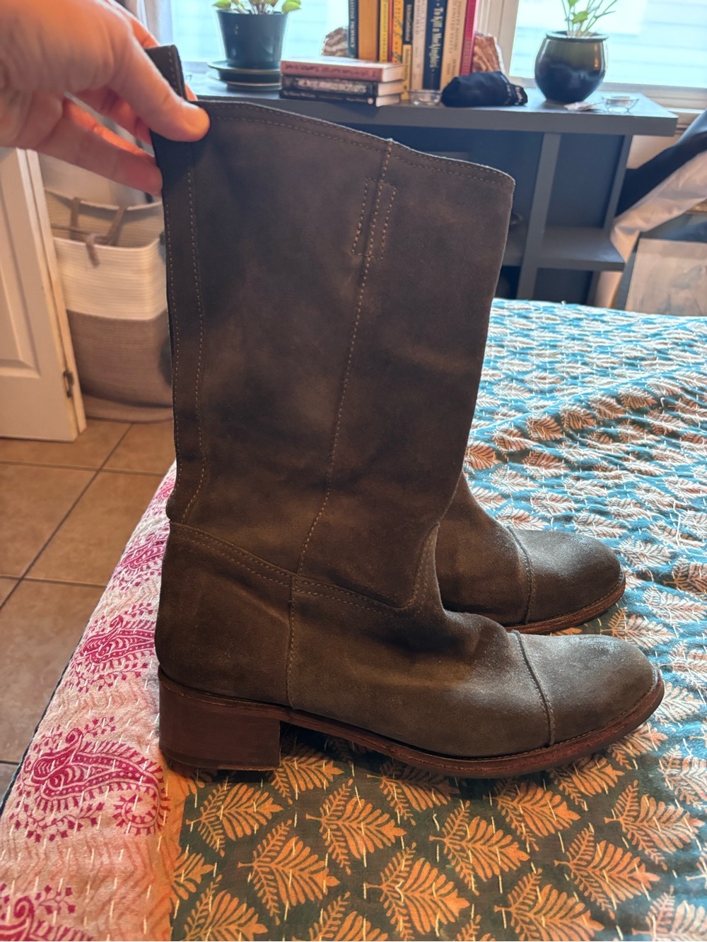 J. Crew Women's Tall Suede Boots in Dark Grey